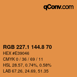Color code: RGB 227.1 144.8 70 | qconv.com