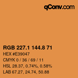 Color code: RGB 227.1 144.8 71 | qconv.com
