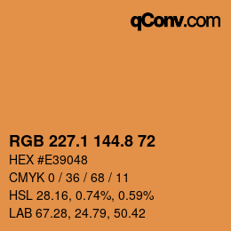 Color code: RGB 227.1 144.8 72 | qconv.com