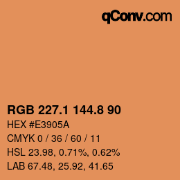 Color code: RGB 227.1 144.8 90 | qconv.com