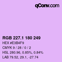 カラーコード: RGB 227.1 180 249 | qconv.com