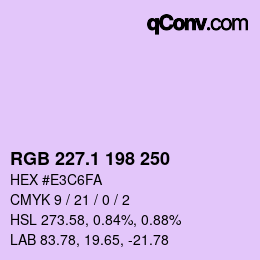 カラーコード: RGB 227.1 198 250 | qconv.com