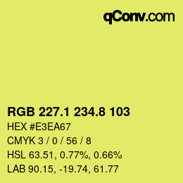 カラーコード: RGB 227.1 234.8 103 | qconv.com
