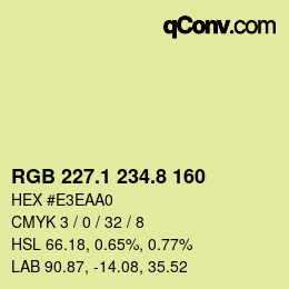 Color code: RGB 227.1 234.8 160 | qconv.com