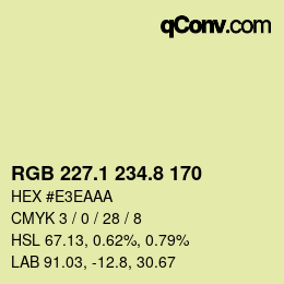 Color code: RGB 227.1 234.8 170 | qconv.com