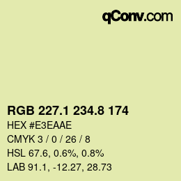 Color code: RGB 227.1 234.8 174 | qconv.com