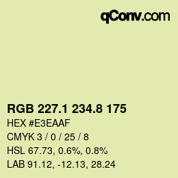 Color code: RGB 227.1 234.8 175 | qconv.com