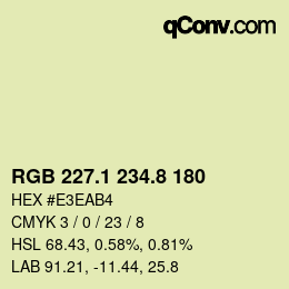 Color code: RGB 227.1 234.8 180 | qconv.com