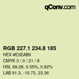 Color code: RGB 227.1 234.8 185 | qconv.com