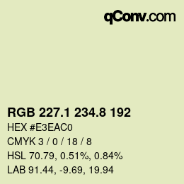 Color code: RGB 227.1 234.8 192 | qconv.com