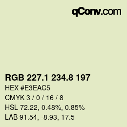 Color code: RGB 227.1 234.8 197 | qconv.com