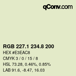 Color code: RGB 227.1 234.8 200 | qconv.com