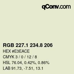 Color code: RGB 227.1 234.8 206 | qconv.com