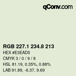 Color code: RGB 227.1 234.8 213 | qconv.com