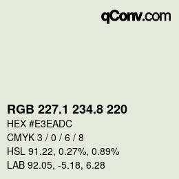 Color code: RGB 227.1 234.8 220 | qconv.com