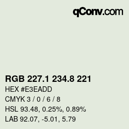 Color code: RGB 227.1 234.8 221 | qconv.com