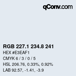 Color code: RGB 227.1 234.8 241 | qconv.com