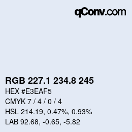 Color code: RGB 227.1 234.8 245 | qconv.com