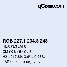 Color code: RGB 227.1 234.8 248 | qconv.com