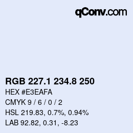 Color code: RGB 227.1 234.8 250 | qconv.com