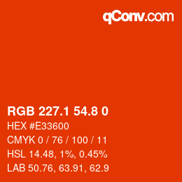 カラーコード: RGB 227.1 54.8 0 | qconv.com
