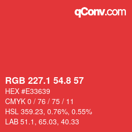 カラーコード: RGB 227.1 54.8 57 | qconv.com