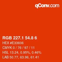 カラーコード: RGB 227.1 54.8 6 | qconv.com