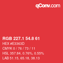 カラーコード: RGB 227.1 54.8 61 | qconv.com