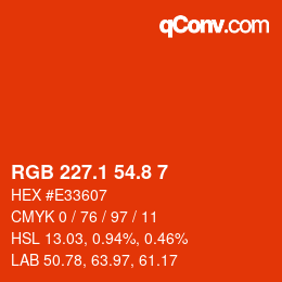 カラーコード: RGB 227.1 54.8 7 | qconv.com
