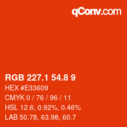 カラーコード: RGB 227.1 54.8 9 | qconv.com