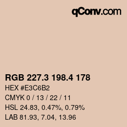 カラーコード: RGB 227.3 198.4 178 | qconv.com