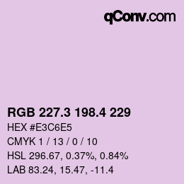 カラーコード: RGB 227.3 198.4 229 | qconv.com