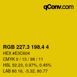 カラーコード: RGB 227.3 198.4 4 | qconv.com