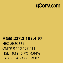 カラーコード: RGB 227.3 198.4 97 | qconv.com