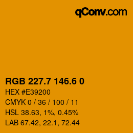 カラーコード: RGB 227.7 146.6 0 | qconv.com