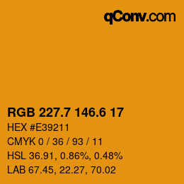 カラーコード: RGB 227.7 146.6 17 | qconv.com