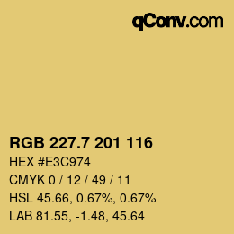 カラーコード: RGB 227.7 201 116 | qconv.com