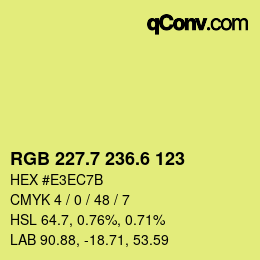 カラーコード: RGB 227.7 236.6 123 | qconv.com