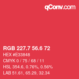 カラーコード: RGB 227.7 56.6 72 | qconv.com