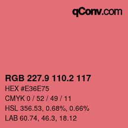 カラーコード: RGB 227.9 110.2 117 | qconv.com