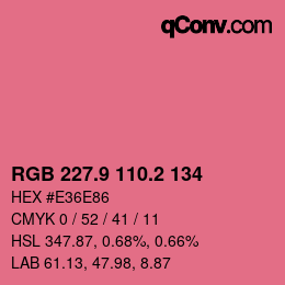 カラーコード: RGB 227.9 110.2 134 | qconv.com