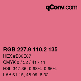 カラーコード: RGB 227.9 110.2 135 | qconv.com