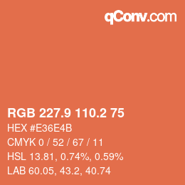 Color code: RGB 227.9 110.2 75 | qconv.com