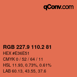 Color code: RGB 227.9 110.2 81 | qconv.com