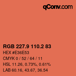 カラーコード: RGB 227.9 110.2 83 | qconv.com