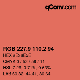 Color code: RGB 227.9 110.2 94 | qconv.com
