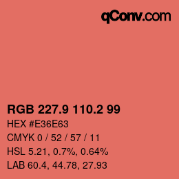 Color code: RGB 227.9 110.2 99 | qconv.com
