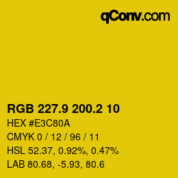 カラーコード: RGB 227.9 200.2 10 | qconv.com