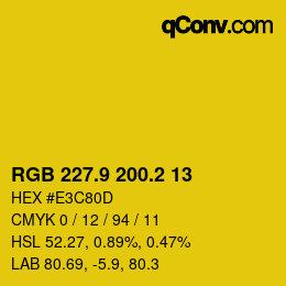 カラーコード: RGB 227.9 200.2 13 | qconv.com