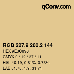 カラーコード: RGB 227.9 200.2 144 | qconv.com